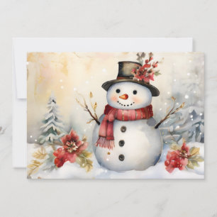 Tarjeta Festiva Hombre de nieve en Navidades Gorras negros