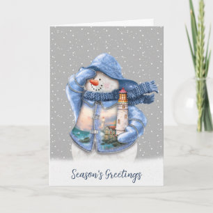 Tarjeta Festiva Hombre de nieve náutico marino
