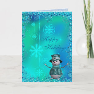 Tarjeta Festiva Hombre de nieve, Navidades de copas de nieve y sec