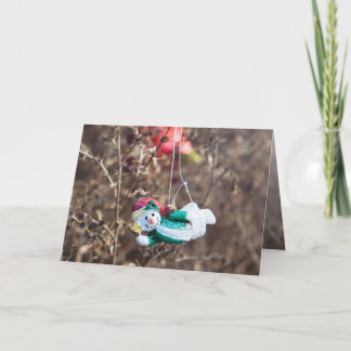 Tarjeta Festiva Hombre de Nieve Volador