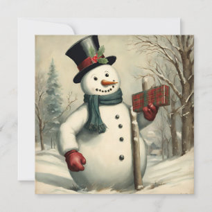 Tarjeta Festiva Hombre de nieve y Navidades dan Ilustracion de inv