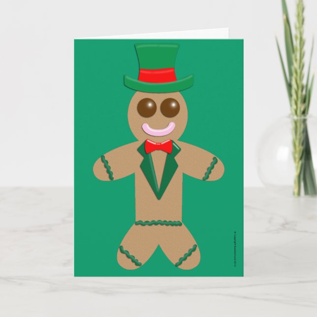 Tarjeta Festiva Hombre de pan de jengibre (Anverso)