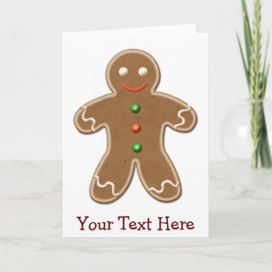 Tarjeta Festiva Hombre de pan de jengibre de vacaciones personaliz