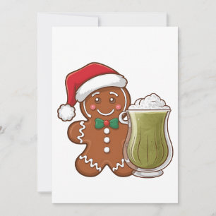 Tarjeta Festiva Hombre de Pan de Jengibre Sosteniendo Bebida de Ma