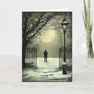 Tarjeta Festiva Hombre Noche Winter Somber