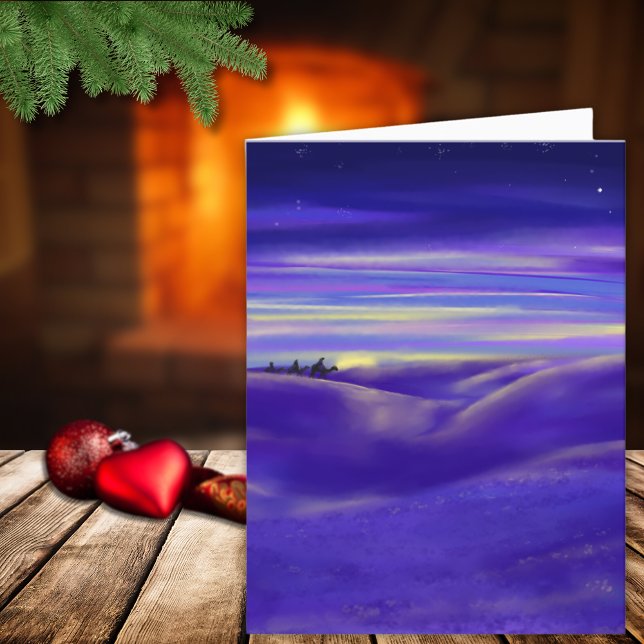 Tarjeta Festiva Hombres Sabios Acuarela (Three wise men modern christmas art custom holiday greetings card with bible quote inside)