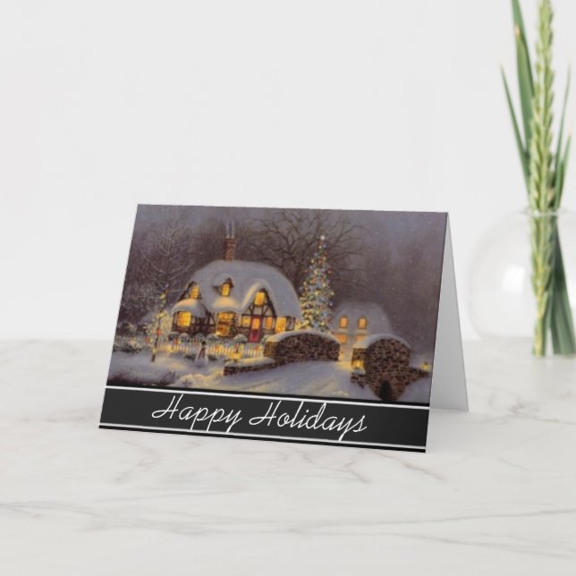 Tarjeta Festiva Home For Holidays Winter Scene Greeting Cards (Anverso)