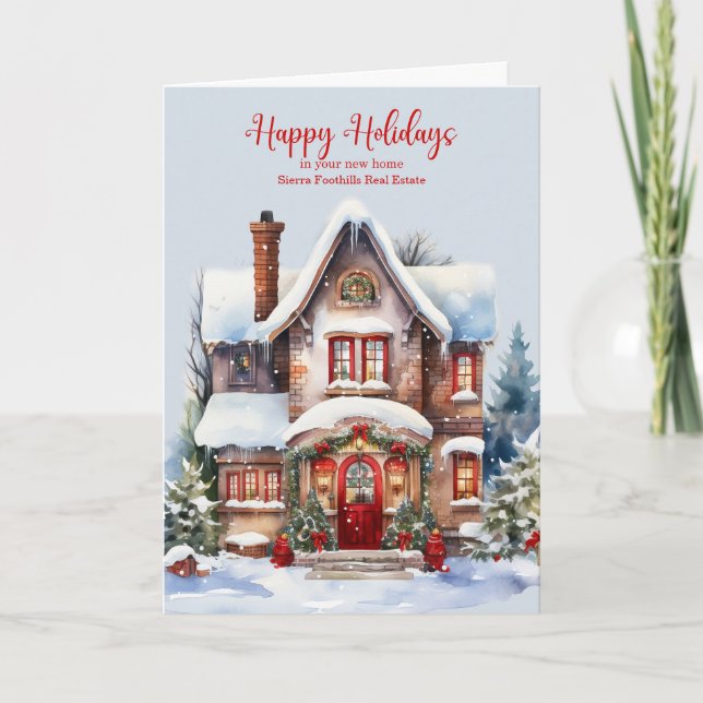 Tarjeta Festiva Home Themed Business Greeting from Realtor Custom (Anverso)