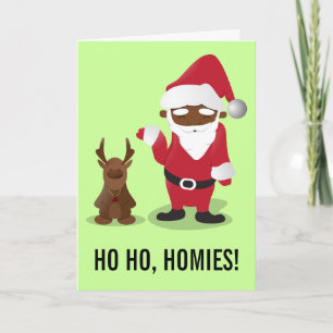 Tarjeta Festiva Homeboys de las Felices Navidad: Santa negro y