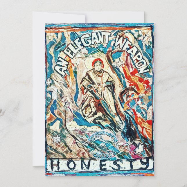 Tarjeta Festiva Honestidad, arma elegante (Anverso)