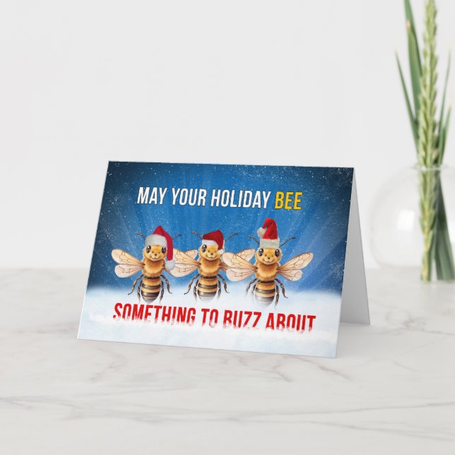 Tarjeta Festiva Honey Bee Something to Buzz About Christmas (Anverso)