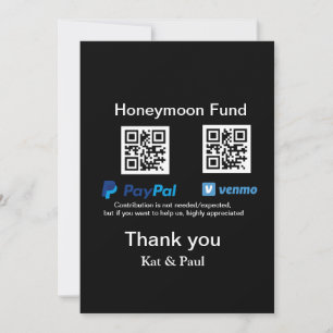 Tarjeta Festiva Honeymoon Fund PayPal Venmo código QR gracias