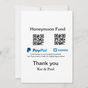 Tarjeta Festiva Honeymoon Fund PayPal Venmo código QR gracias