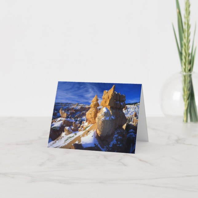 Tarjeta Festiva Hoodoos, Invierno, Parque Nacional Bryce Canyon, U (Anverso)