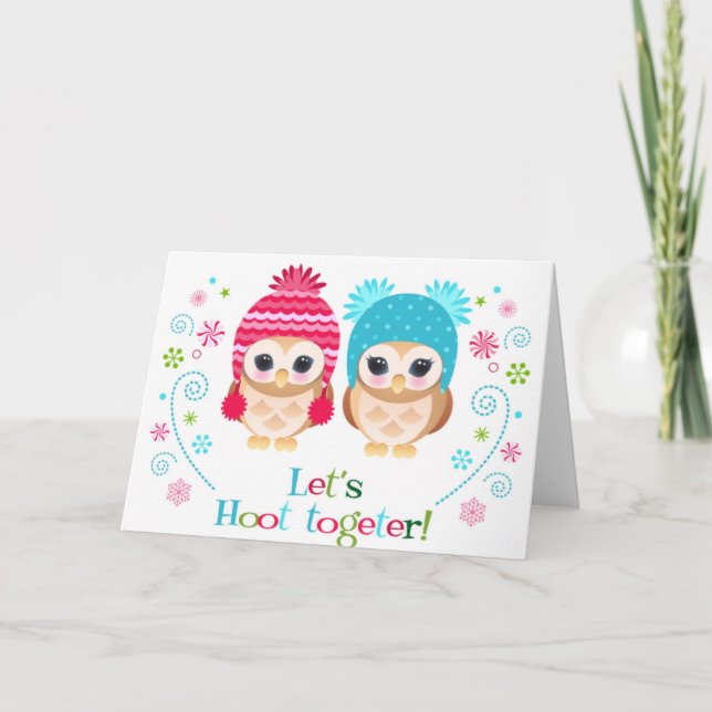 Tarjeta Festiva Hoot junto (Anverso)