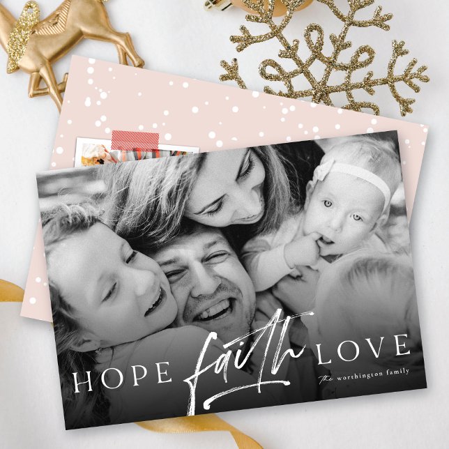 Tarjeta Festiva Hope Faith Love Script Navidades religiosos Foto (Subido por el creador)