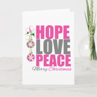 Tarjeta Festiva Hope Love Peace Ornament