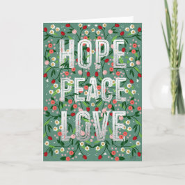 Tarjeta Festiva Hope Peace Ama a los Navidades botánicos