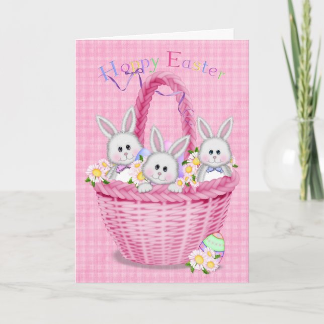 Tarjeta Festiva Hoppy Easter Bunnies (Anverso)