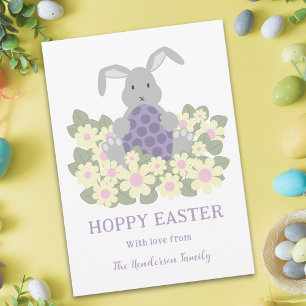 Tarjeta Festiva Hoppy Easter Bunny Floral