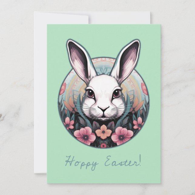 Tarjeta Festiva Hoppy Easter Bunny Holiday Card (Anverso)