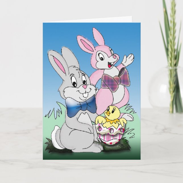 Tarjeta Festiva Hoppy Easter Bunny Personalizado Card (Anverso)