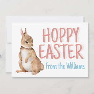 Tarjeta Festiva Hoppy Easter Bunny Rabbit Personalizado Cute Rosa