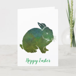Tarjeta Festiva Hoppy Easter Green Blue Rabbit