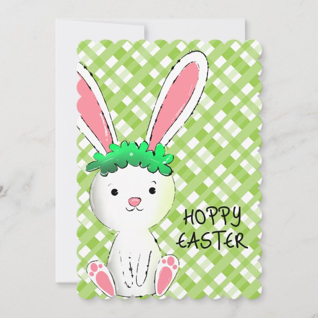 Tarjeta Festiva Hoppy Easter Greeting Card con Bunny (Anverso)