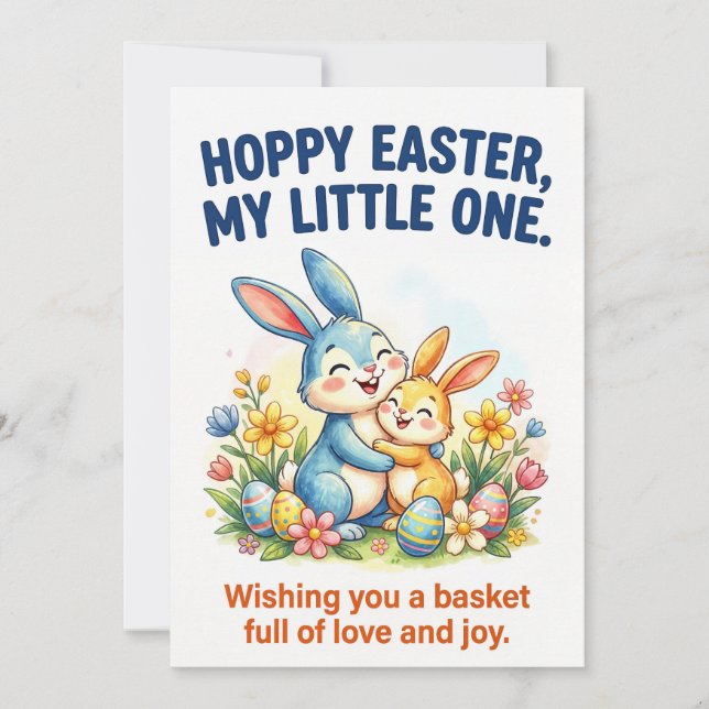 Tarjeta Festiva Hoppy Easter My Little One Cute Bunny Easter (Anverso)