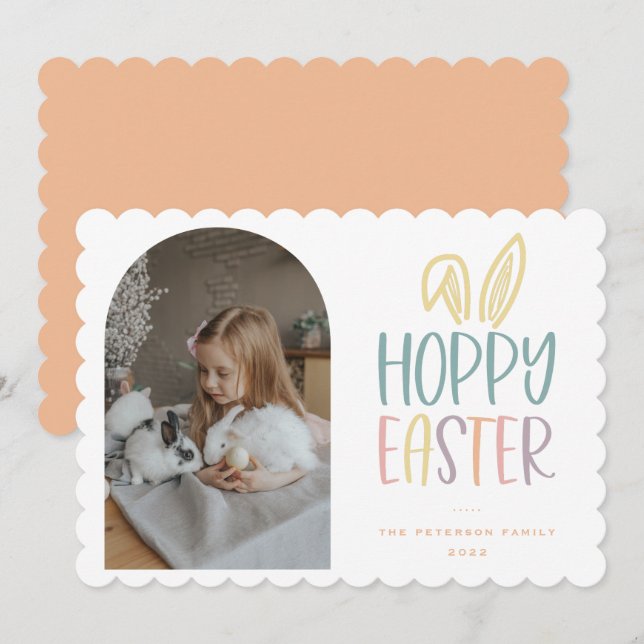 Tarjeta Festiva Hoppy Easter Photo Holiday Card (Anverso / Reverso)