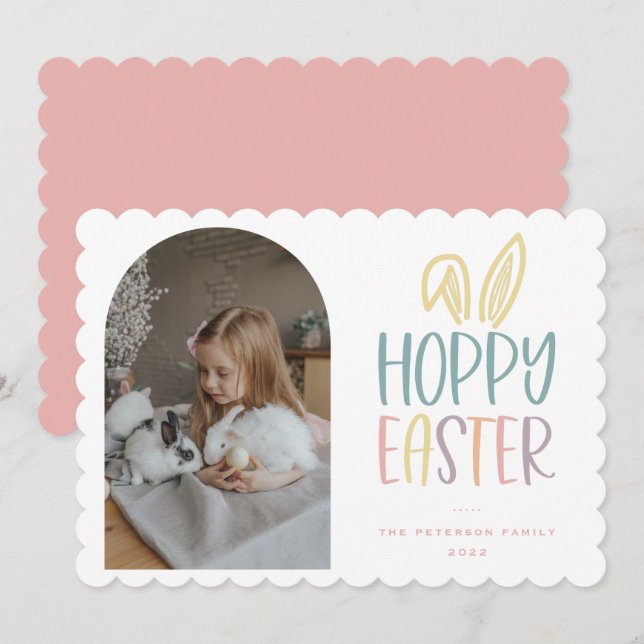 Tarjeta Festiva Hoppy Easter Photo Holiday Card (Anverso / Reverso)