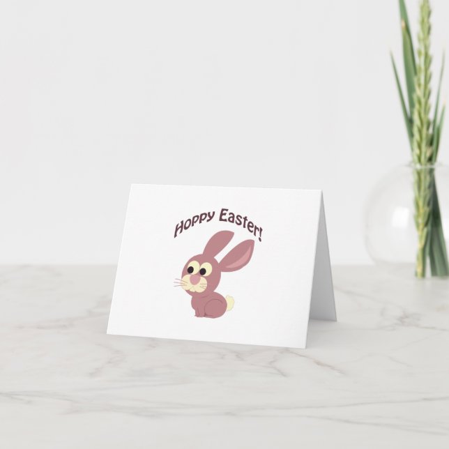 Tarjeta Festiva Hoppy Easter Pink Bunny (Anverso)