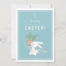 Tarjeta Festiva Hoppy Easter Vintage Conejo Conejo y Carrota