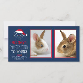 Tarjeta Festiva Hoppy Holidays Navidades Rabbit Mascota Photocard