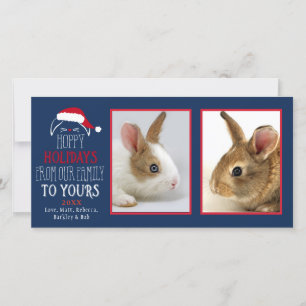 Tarjeta Festiva Hoppy Holidays Navidades Rabbit Mascota Photocard
