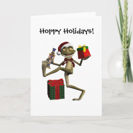 Tarjeta Festiva Hoppy Holidays Santa Frog Blank Card