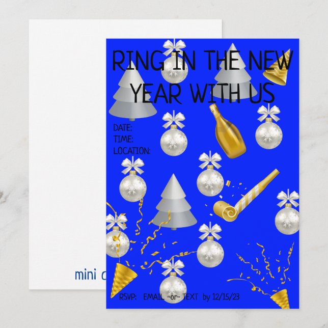 Tarjeta Festiva ¡Hora de fiesta! (en blanco) (Anverso / Reverso)