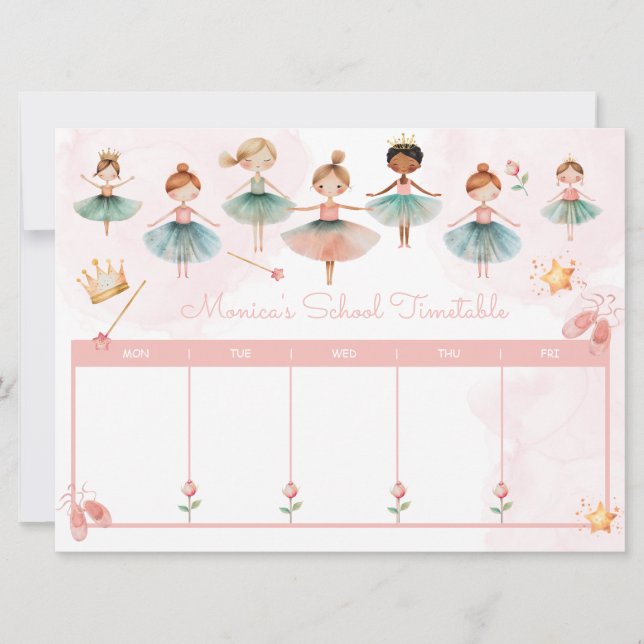 Tarjeta Festiva Horario de la escuela de baile (Anverso)