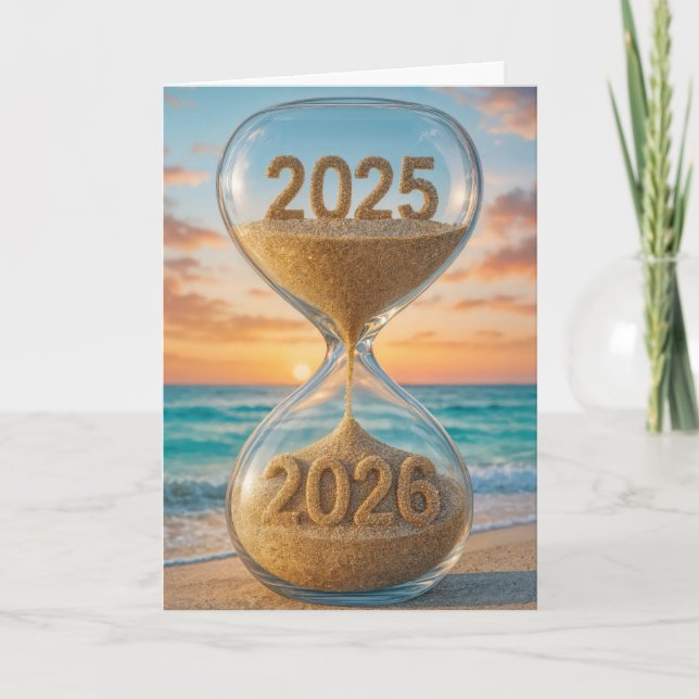 Tarjeta Festiva Horario de playa de Año Nuevo 2026 (Anverso)