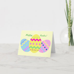 Tarjeta Festiva Horiz. - Huevos coloridos de "Pascua feliz"