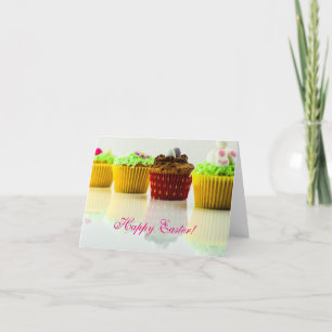 Tarjeta Festiva Horizontal - magdalenas de "Pascua feliz"