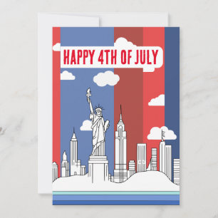 Tarjeta Festiva Horizonte de Manhattan y Estatua de la Libertad 4 