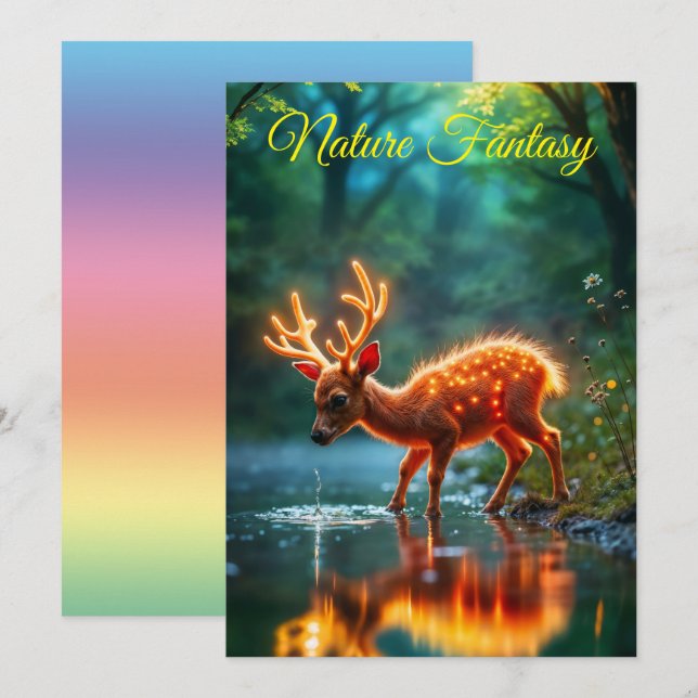Tarjeta Festiva Hornos radiantes de abrevaderos de fauna de ciervo (Anverso / Reverso)