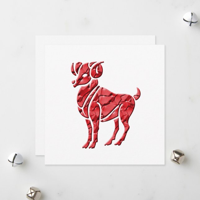 Tarjeta Festiva Horoscopio Zodiac Rótulo Aries (Anverso/Reverso In Situ)