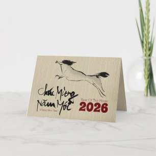 Tarjeta Festiva Horse de pintura original Año Nuevo Vietnamita 202