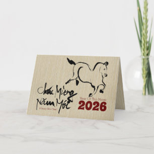 Tarjeta Festiva Horse de pintura original Año Nuevo Vietnamita 202