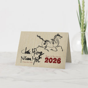 Tarjeta Festiva Horse de pintura original Año Nuevo Vietnamita 202