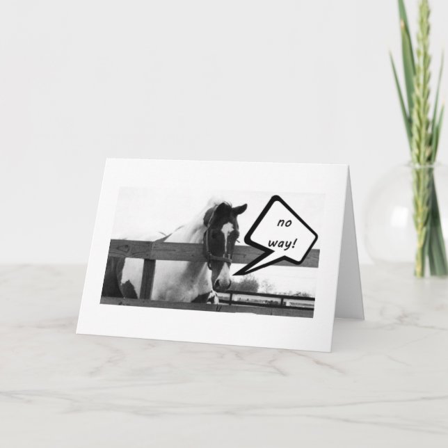 TARJETA FESTIVA HORSE ESTÁ ALEGRE DE QUE "USTED" FUERA NOCTURNO AN (Anverso)