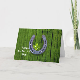 Tarjeta Festiva Horseshoe Lucky Clover St. Patrick's Day